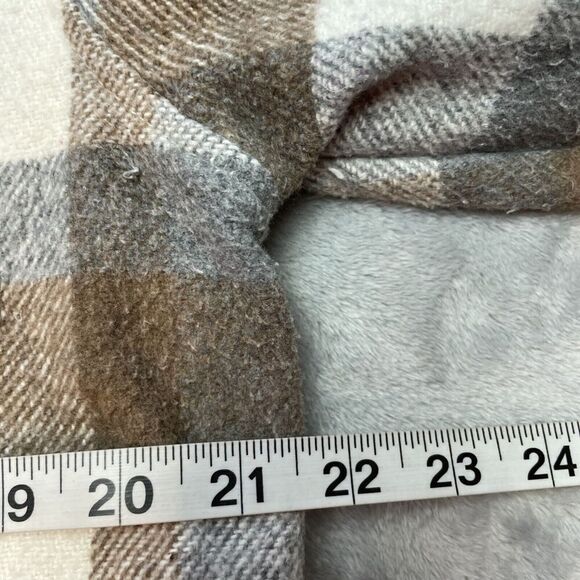 Zara Heavy Twill Overshirt Shacket Mens M Tan Gray Plaid Relaxed Fit Shirt - Picture 8 of 10